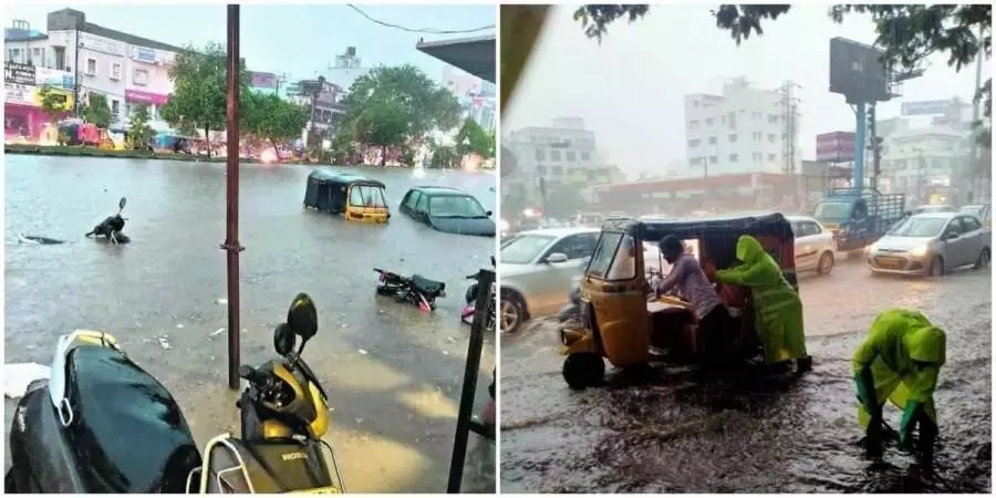 हैदराबाद में आफत बनकर आई बारिश, 11 लोगों की मौत, तेलंगाना में जल सैलाब से मचा हाहाकार हैदराबाद में आफत बनकर आई बारिश, 11 लोगों की मौत, तेलंगाना में जल सैलाब से मचा हाहाकार
