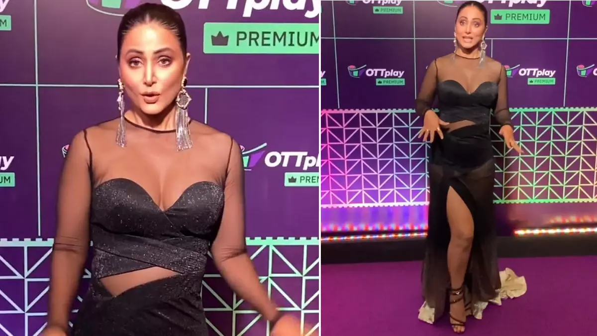 Hina Khan Sexy Video Photos:  Khan के फैशन ने रेड कारपेट पर छुड़ाए उनके पसीने, ब्लैक गाउन और हील्स में ऐसा Video हुआ Viral