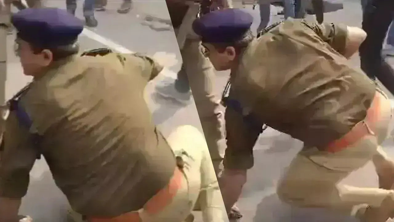 कानपुर में ABVP के छात्रों की गुंडागर्दी, बीच सड़क IPS को धक्का देकर जमीन पर गिराया